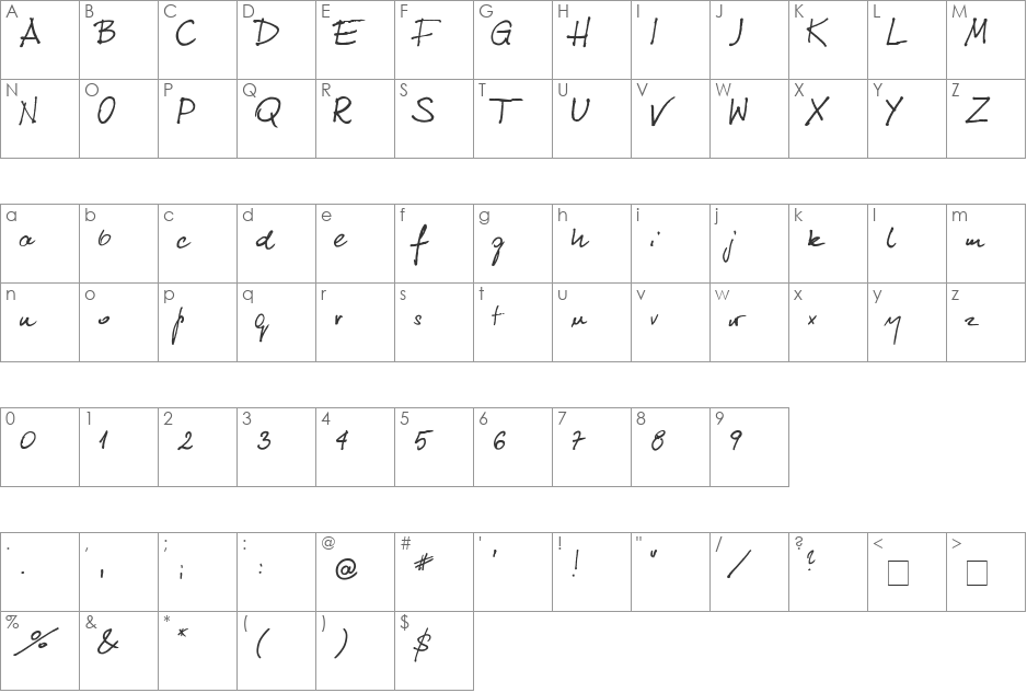 Kuba Reczny font character map preview