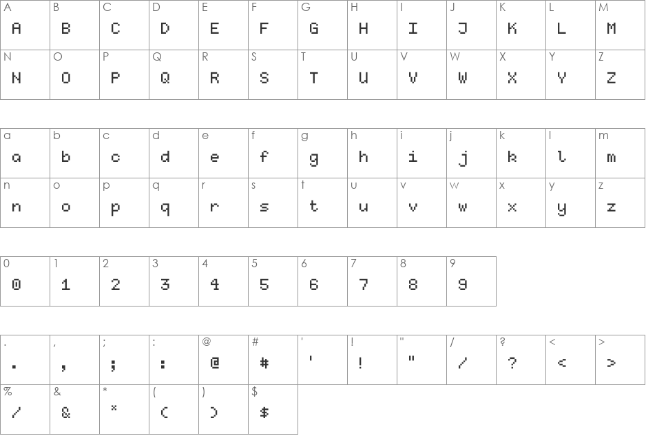 Kubasta font character map preview