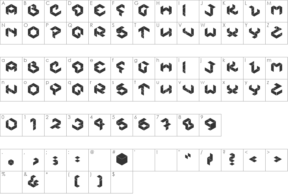 Kubikmeta font character map preview