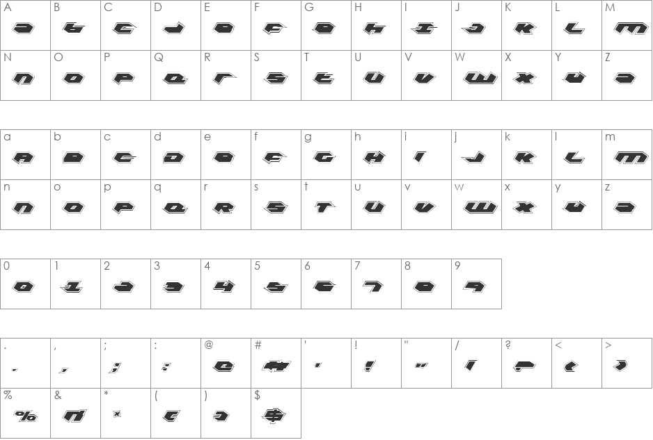 Kubrick Pro Condensed font character map preview