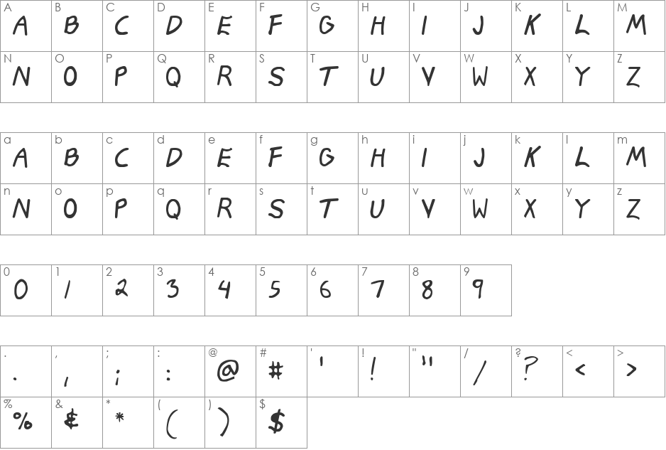 KUCHAR font character map preview