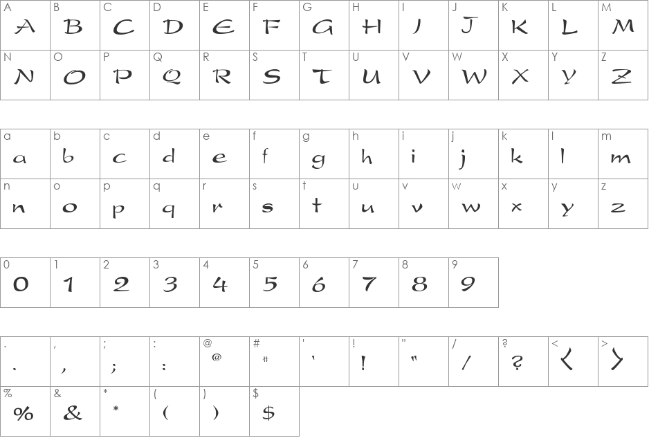 Kudasai font character map preview