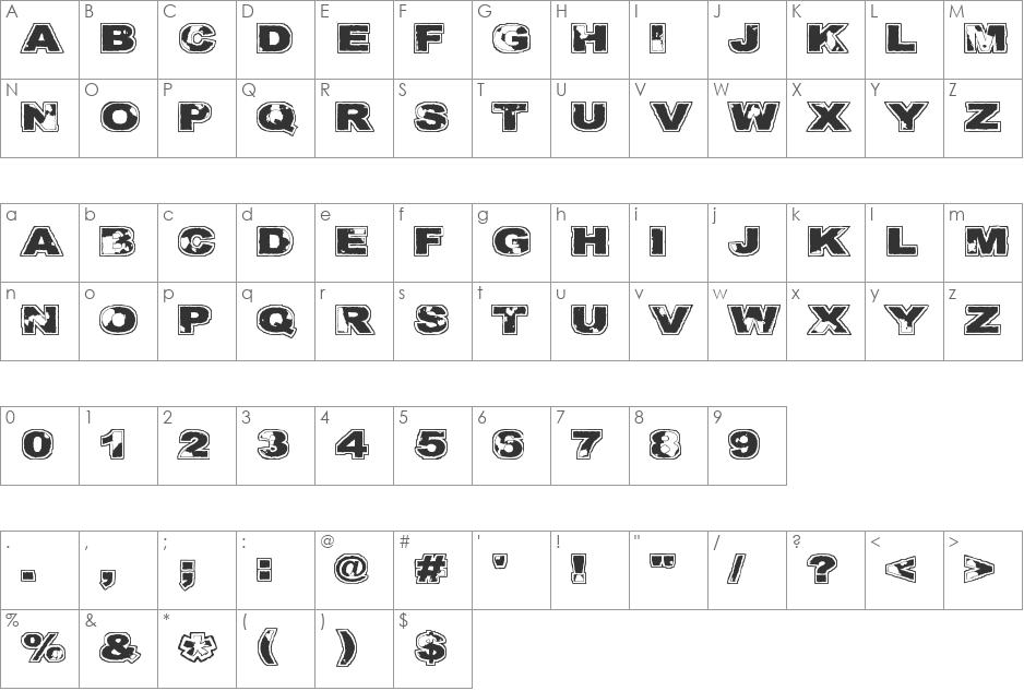 Kulkeuma font character map preview