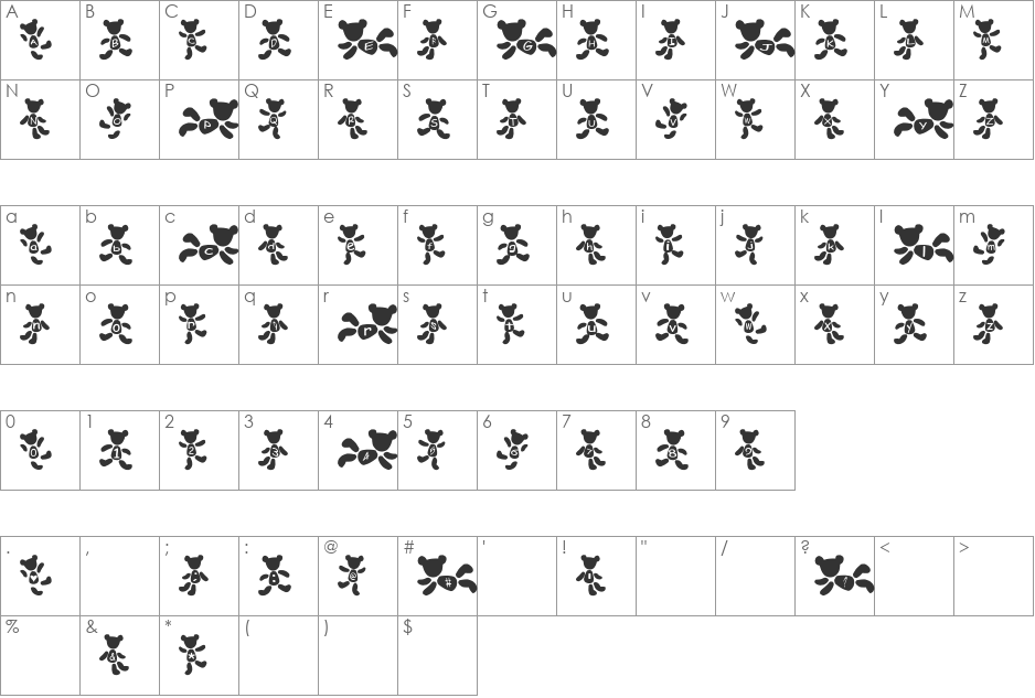 kuma Font font character map preview