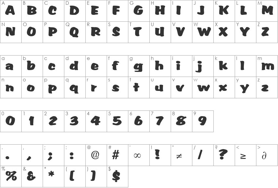 Accent DB font character map preview