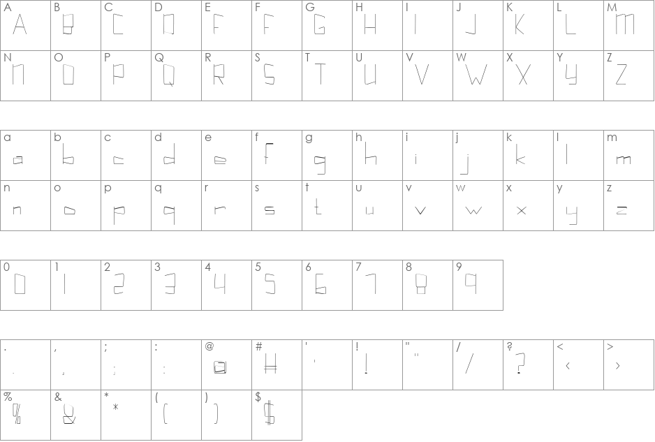 Kuppel font character map preview
