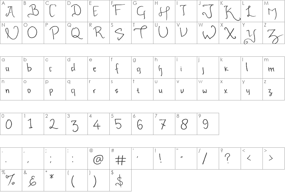 Kupu-kupu abu font character map preview