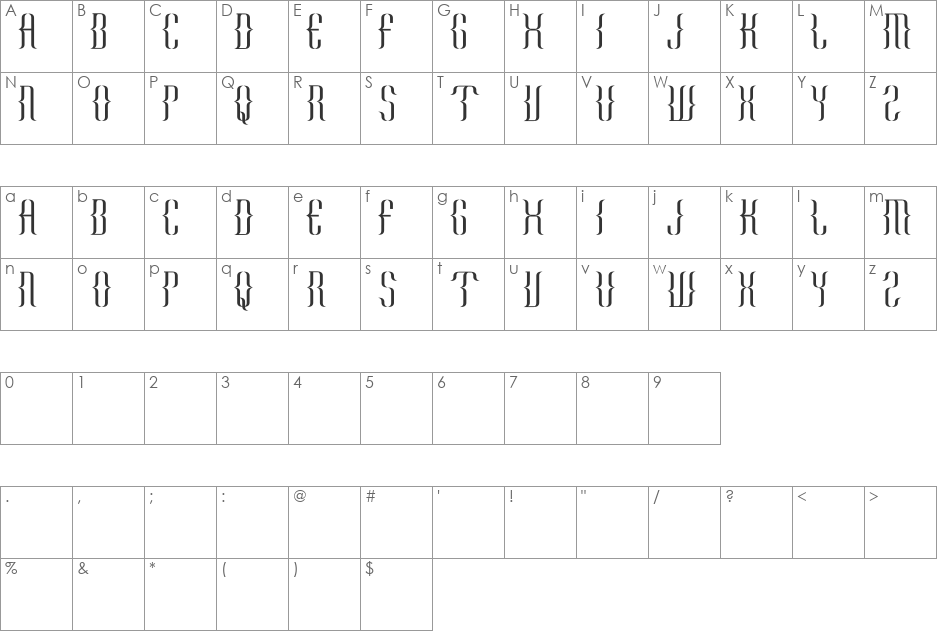 KURAWAL font character map preview