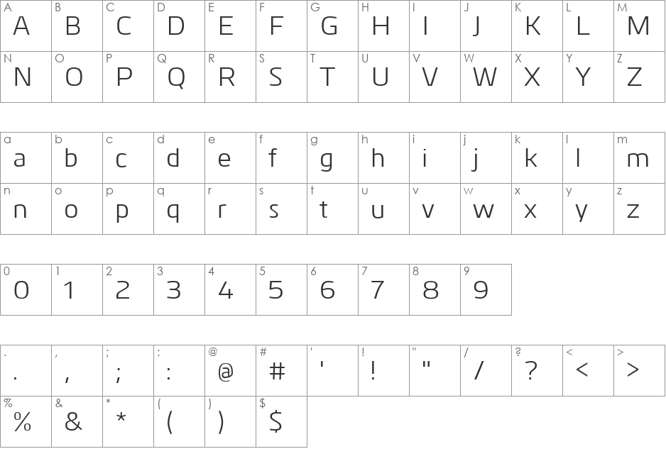 Kuro font character map preview