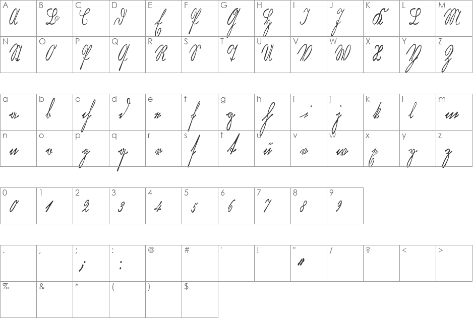 KurrentKupferstichThin font character map preview