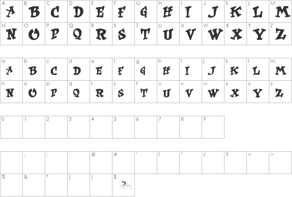 KurtRussell font character map preview