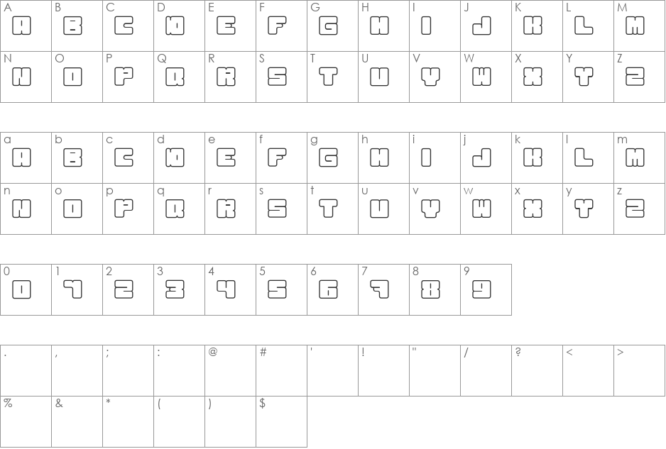 Kurvenreicher font character map preview