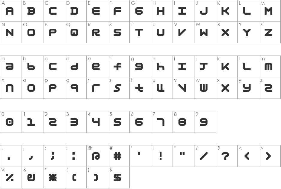 Astronomic Mono font character map preview