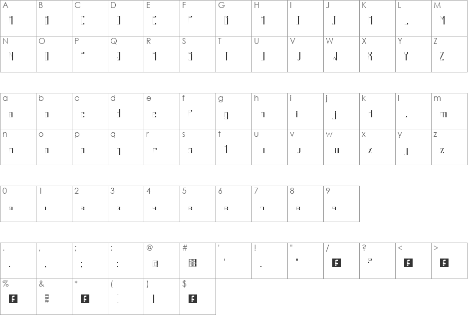 Kuudere font character map preview