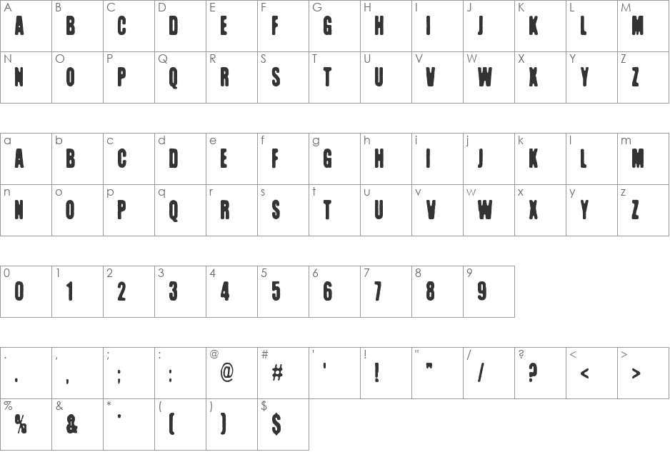 Kuumotus font character map preview