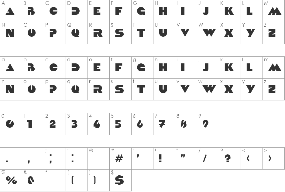 Kvadrat font character map preview
