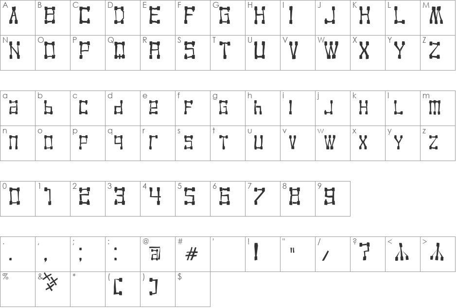 KVADRO font character map preview