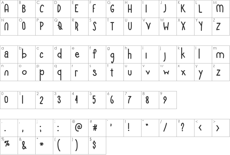 Kyoritsu Dengyo font character map preview