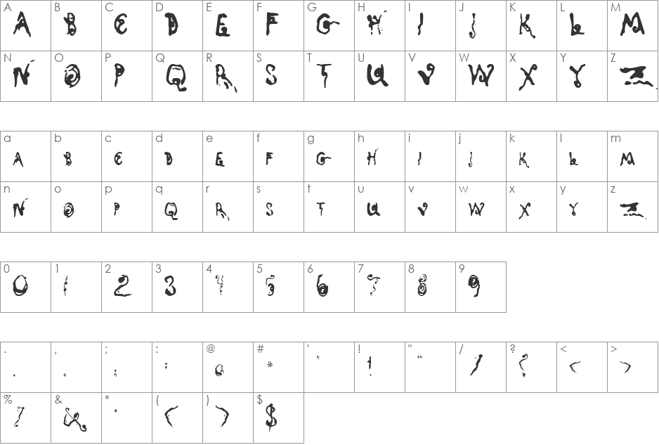 Kyoto Song font character map preview