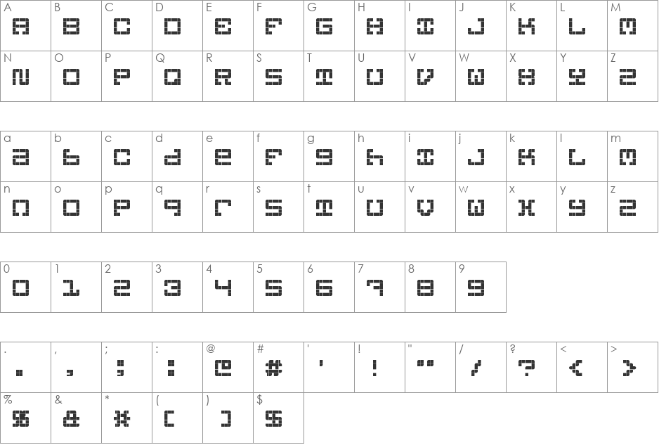 KYRA 1 font character map preview