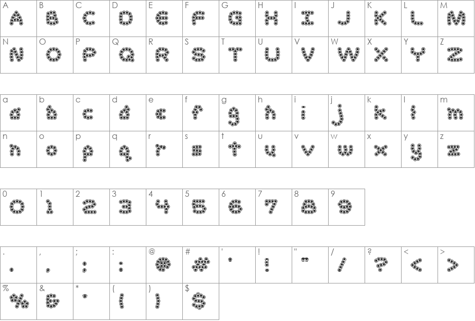 Accent Dot Bits 1 font character map preview