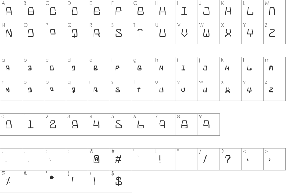 La Chim de 23:50 font character map preview