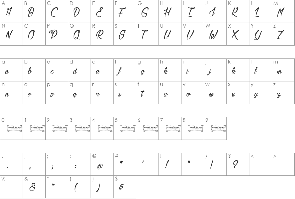 La Citadelle des Papillons font character map preview