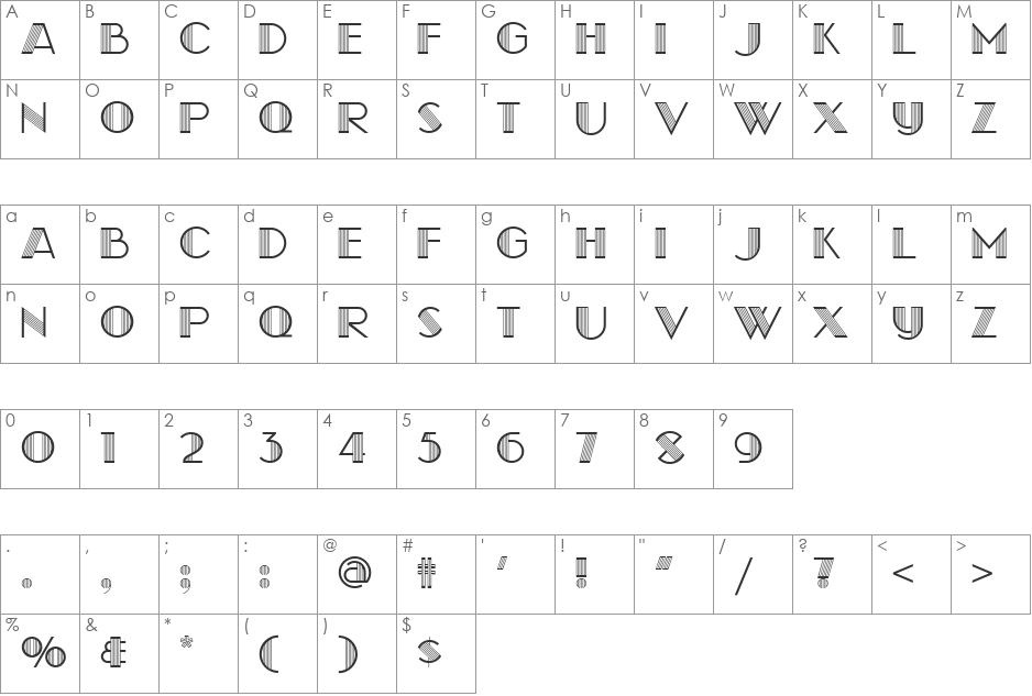 La Coupole NF font character map preview