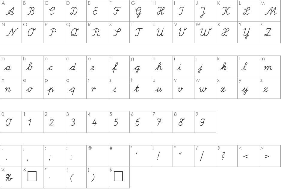 LA El DB font character map preview