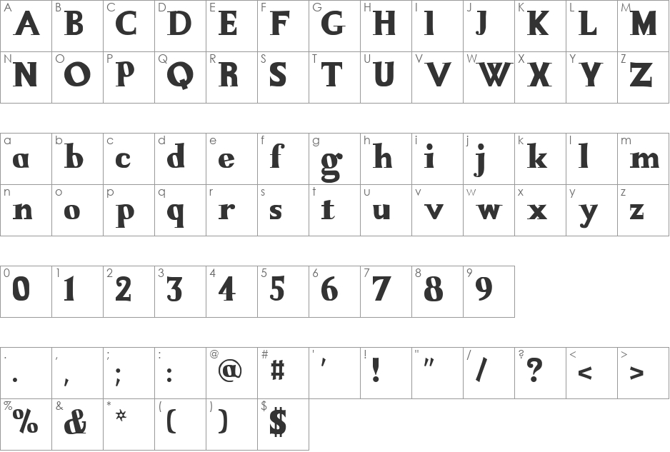 La Mamucha font character map preview