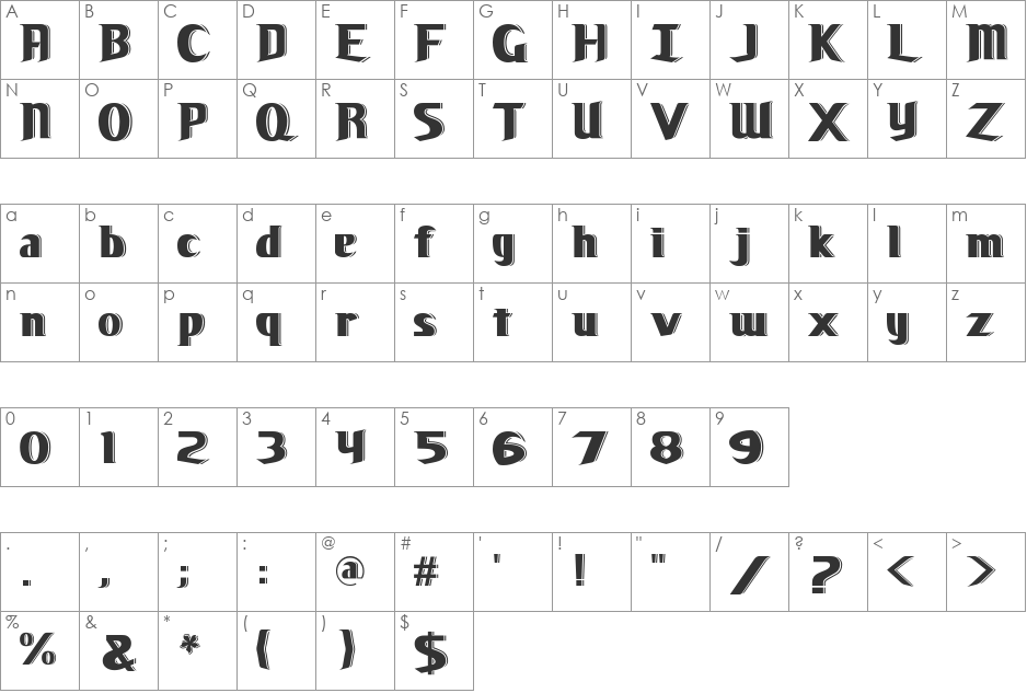 La Mesa font character map preview
