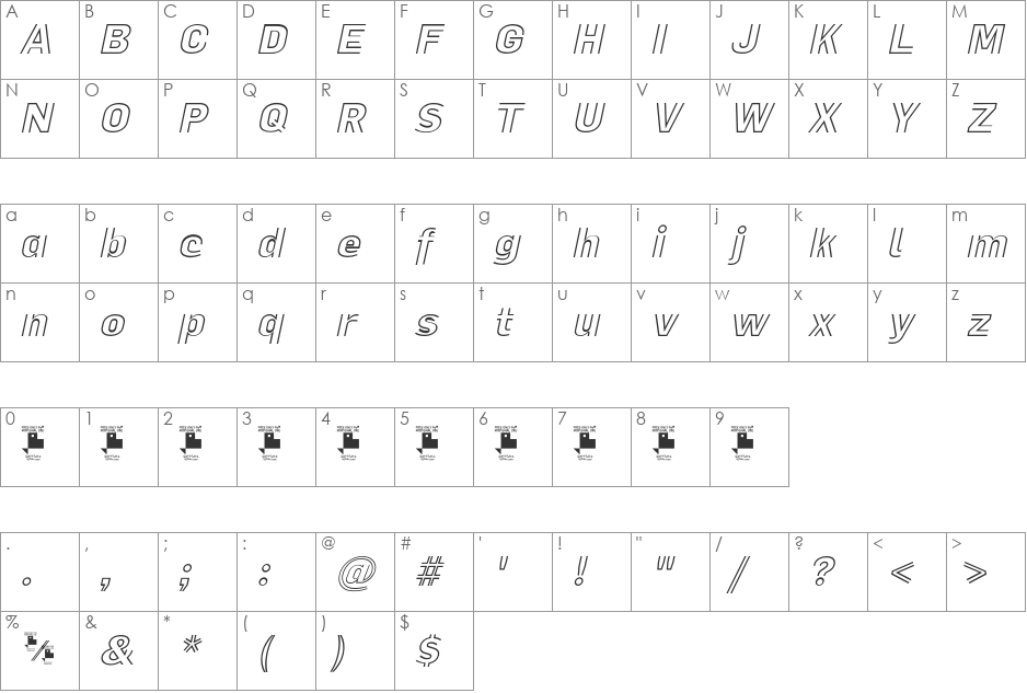 La Pejina ffp font character map preview