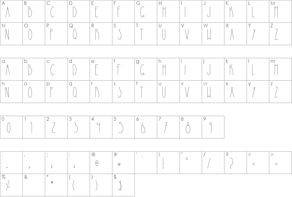 La Piedrita font character map preview