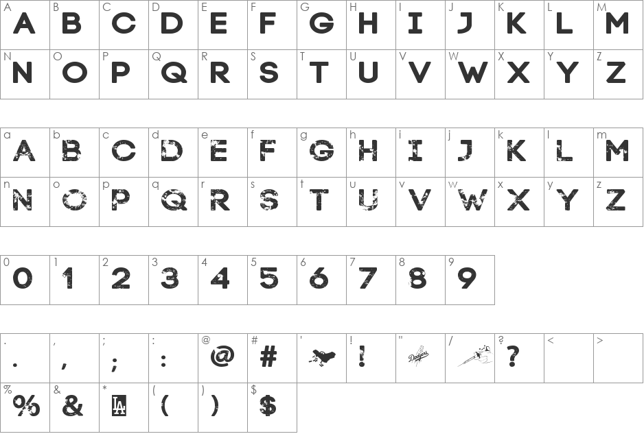 LA Street Kids font character map preview