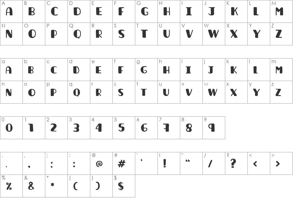 La unica font character map preview