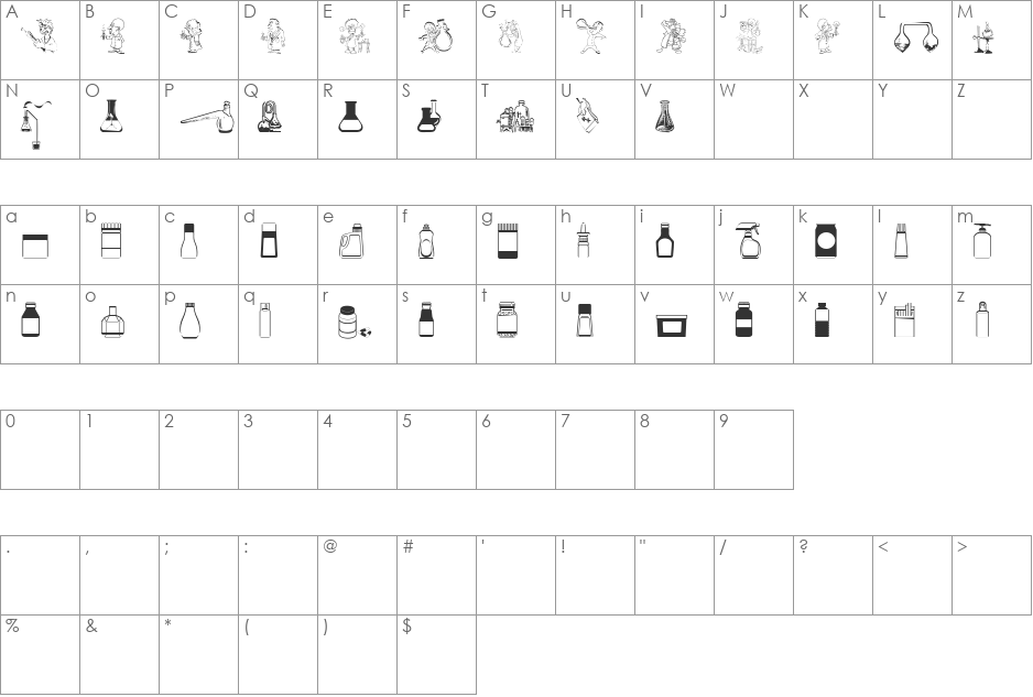 Lab Bats font character map preview