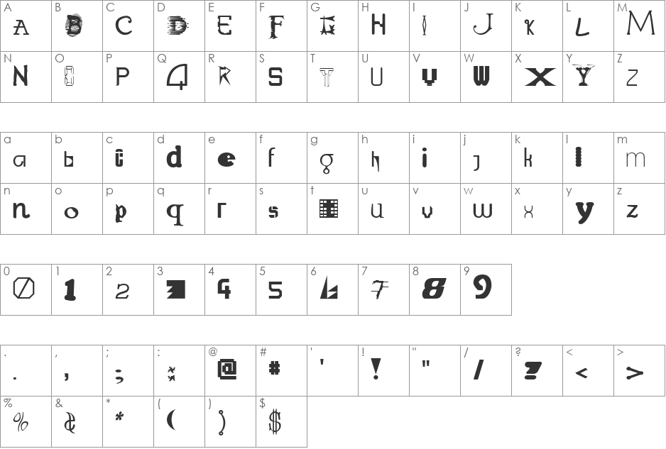 Lab Mix font character map preview