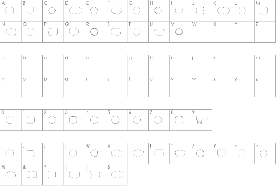 Label Pro XL Border font character map preview