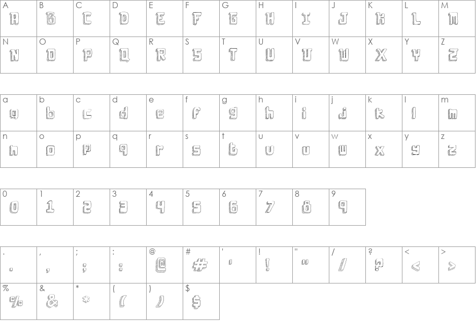LaBoldyta font character map preview