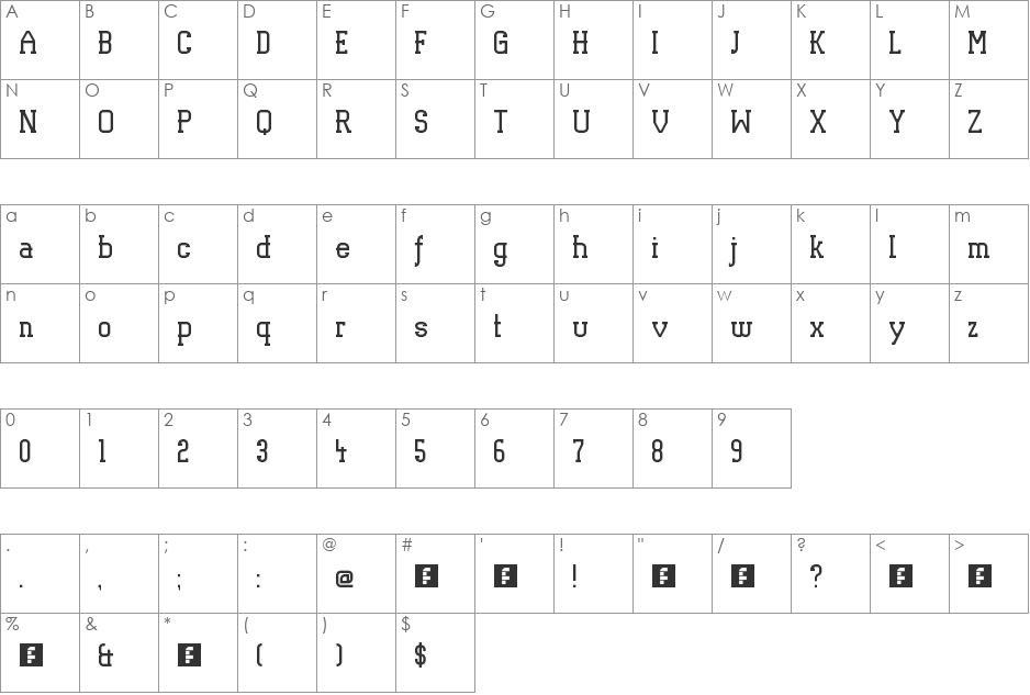 Labora fett font character map preview