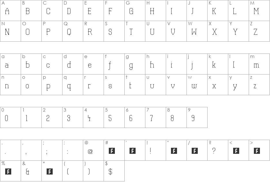Labora normal font character map preview