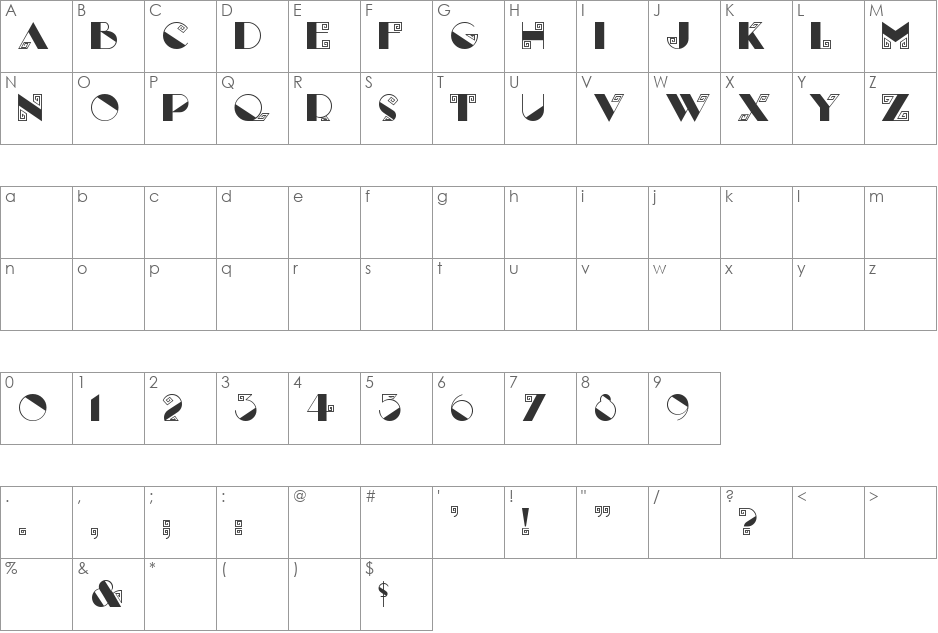 Labyrinth font character map preview