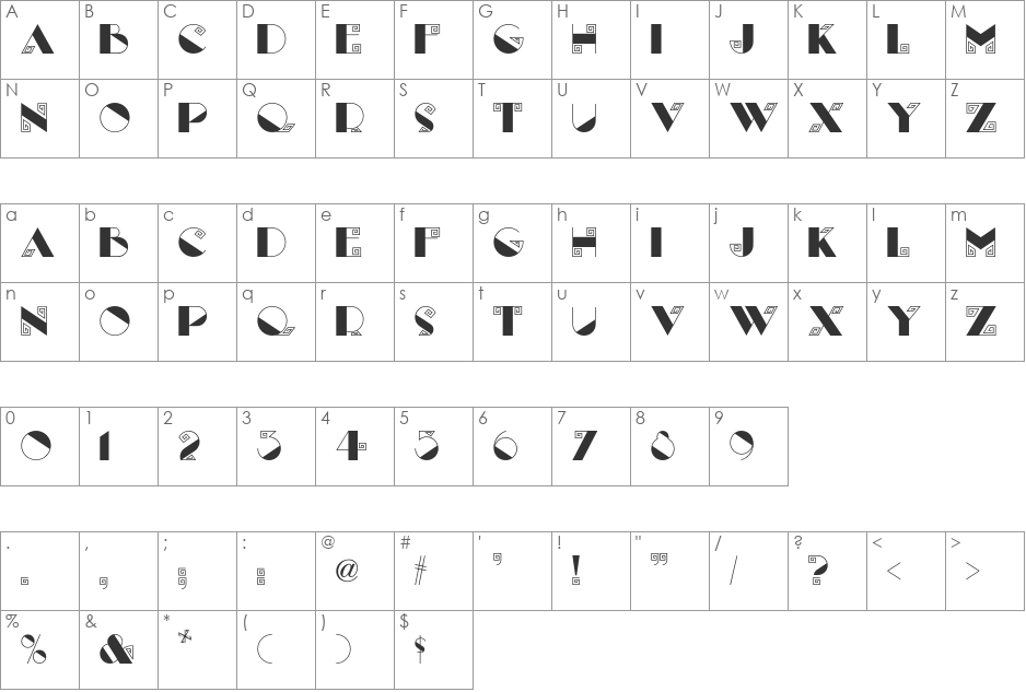 Labyrinth NF font character map preview