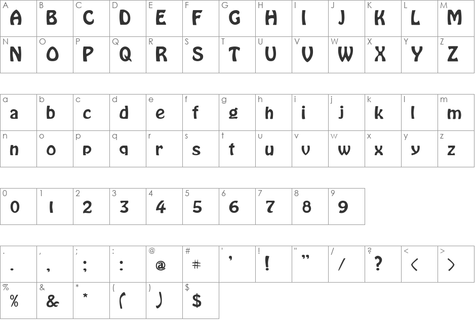 LaCosta font character map preview