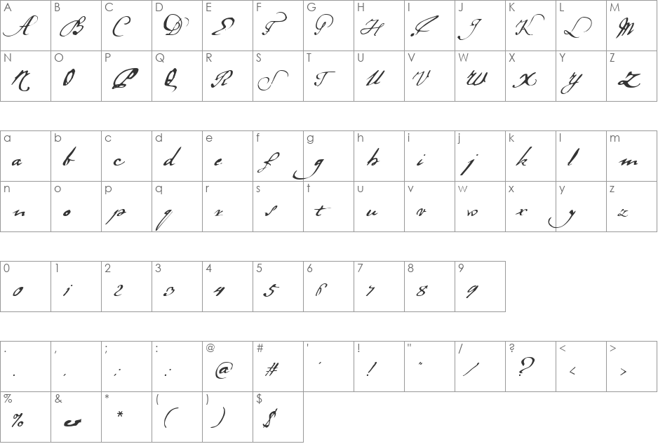 LaDanse font character map preview