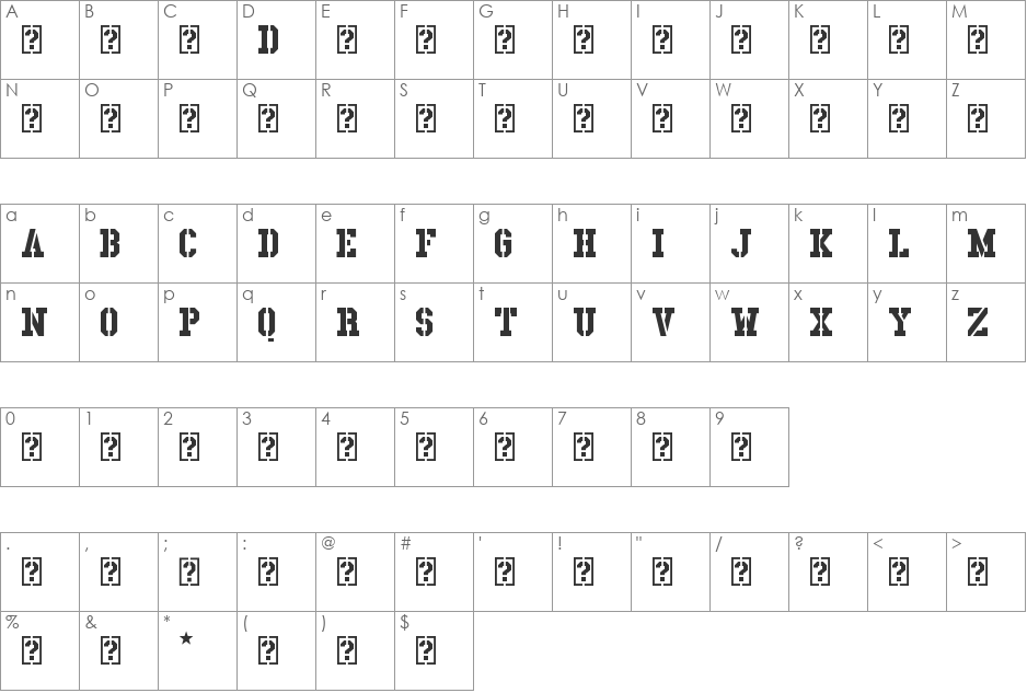 Laden Dirnaith font character map preview