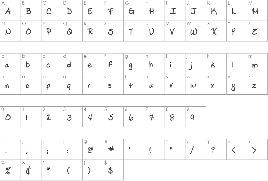 Ladylike BB font character map preview