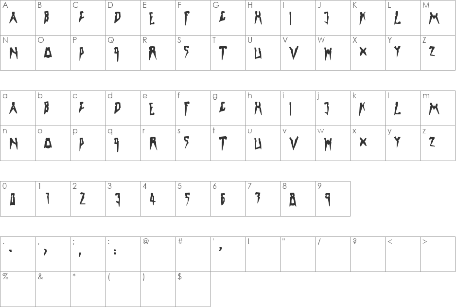 LaEdith font character map preview