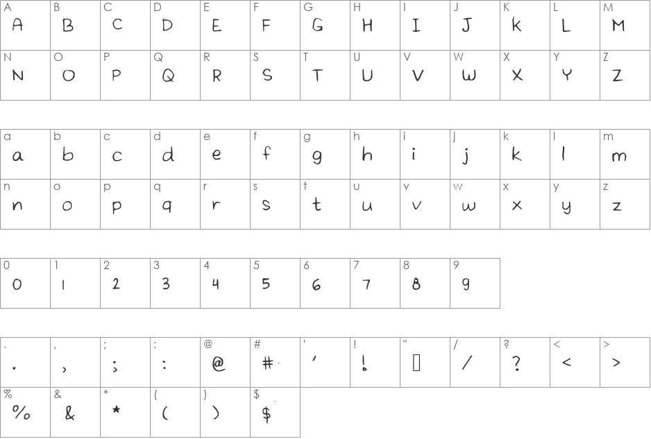 LaElique font character map preview