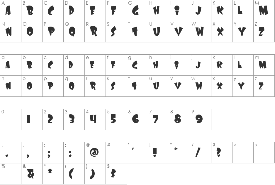 LaffRiotNF font character map preview